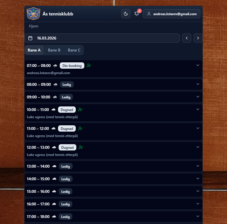 Klubben tar i bruk Banebooking v2